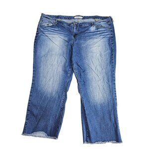 Torrid Jeans Womens 28 Plus Blue High Rise Wide Leg Crop Distressed Denim